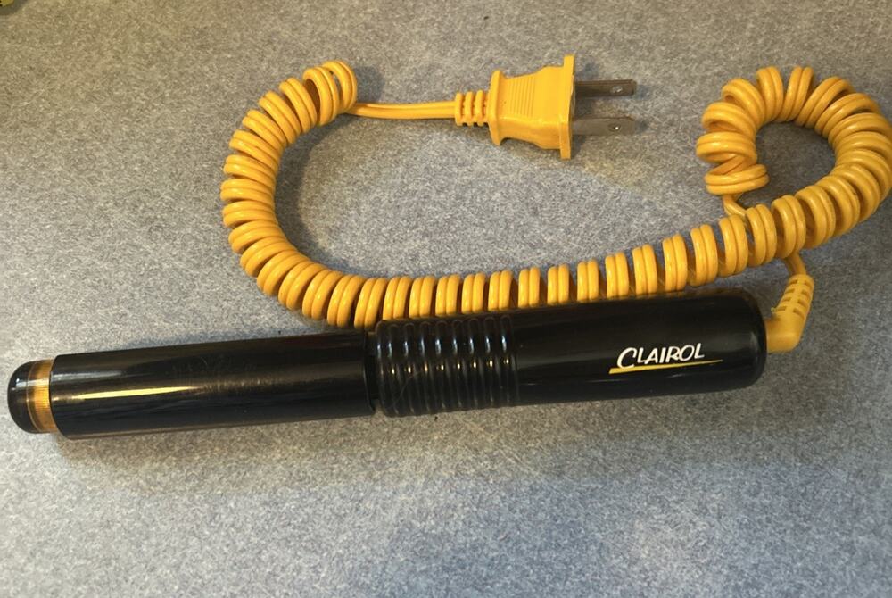 Vintage 1987 Clairol Currents Travel Curling Iron 3/4" Black Yellow Small works